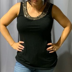 Inc tank top with rhinestones